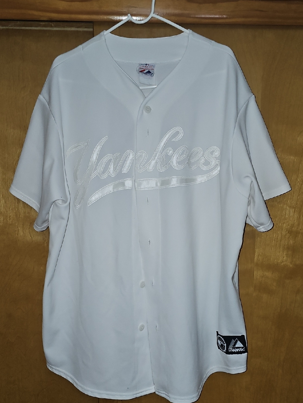 Majestic White Vintage Yankees Button-Front Jersey